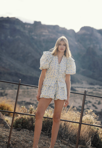 Bawełniana bluzka z wiązaniem ALIANNA kremowa