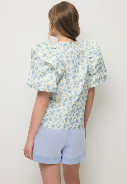 Bawełniana bluzka z wiązaniem ALIANNA kremowa