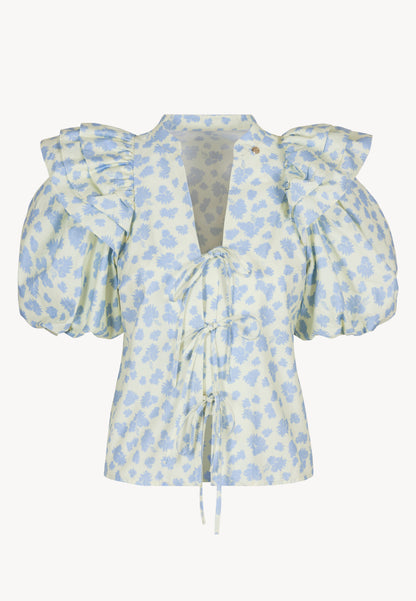 Bawełniana bluzka z wiązaniem ALIANNA kremowa