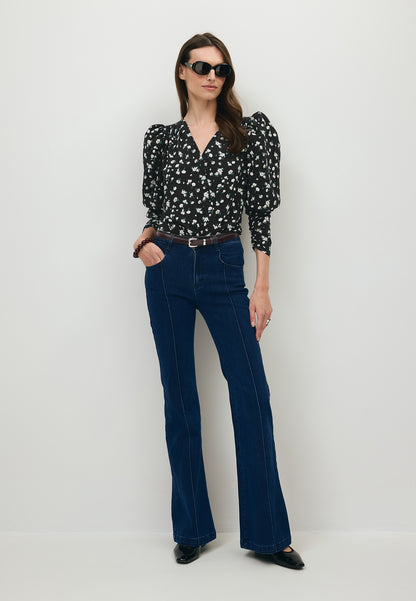 Czarne body w kwiatowy print ALIBA