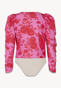 Różowe body w kwiatowy print ALIBA
