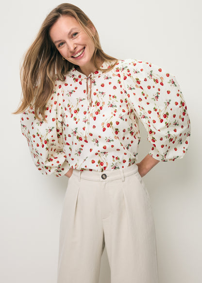 Kremowa bluzka w autorski print ANDRASSA