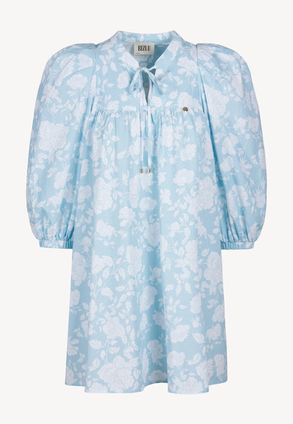 Błękitna mini sukienka z rozkloszowanym dołem AYOTE