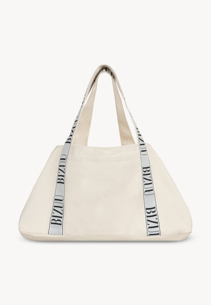 Torba mini shopper z logowanym lampasem BAGO kremowa