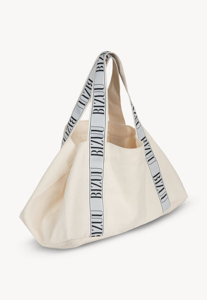 Torba mini shopper z logowanym lampasem BAGO kremowa