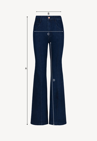 Granatowe spodnie jeansowe flare BELINNA