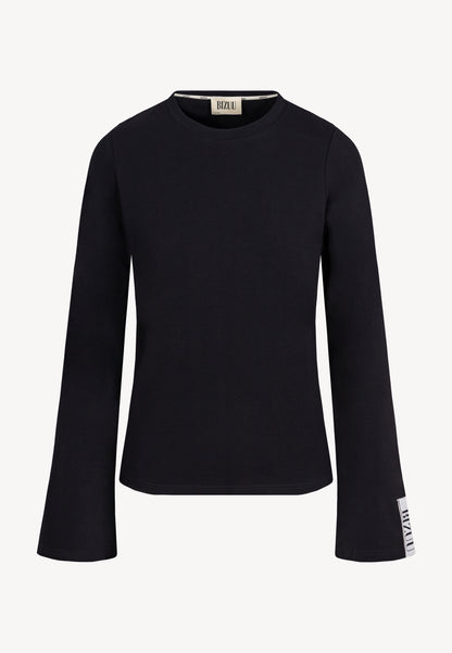 Czarny longsleeve z rozszerzonym rękawem BELUNNA