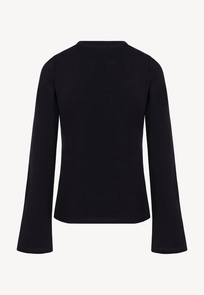 Czarny longsleeve z rozszerzonym rękawem BELUNNA