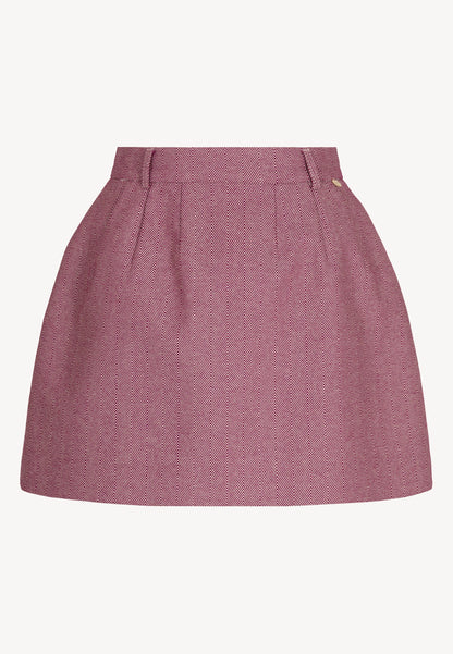 Bordowa spódnica mini w jodełkę BREDA