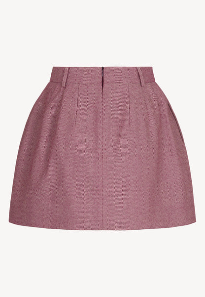Bordowa spódnica mini w jodełkę BREDA