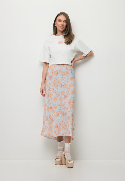 Błękitna spódnica midi z wiskozy BREE