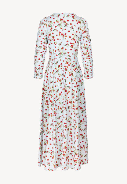 Błękitna sukienka midi w autorski print CALANA