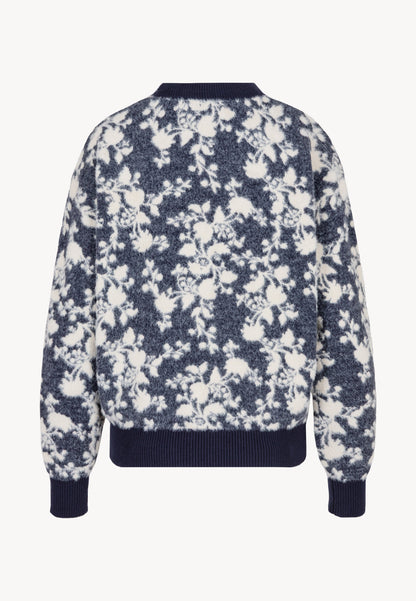 Granatowy sweter w autorski print CANELA