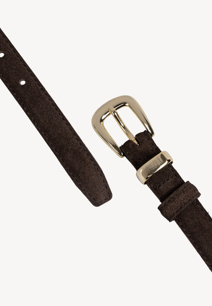 Brązowy pasek ze skóry zamszowej CHANTILLY