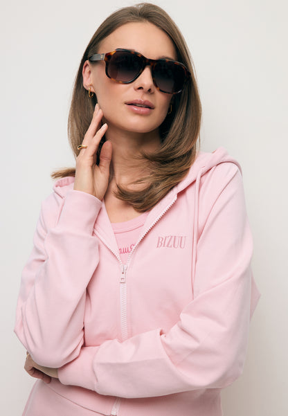 Rozpinana bluza dresowa z kapturem CIANA różowa