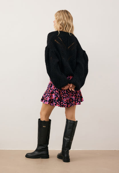 Czarny kardigan z logowanymi guzikami CLARA