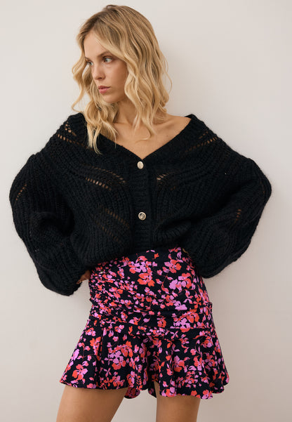 Czarny kardigan z logowanymi guzikami CLARA