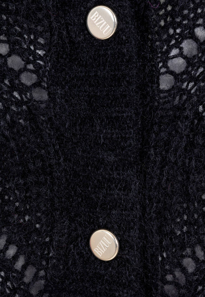 Czarny kardigan z logowanymi guzikami CLARA