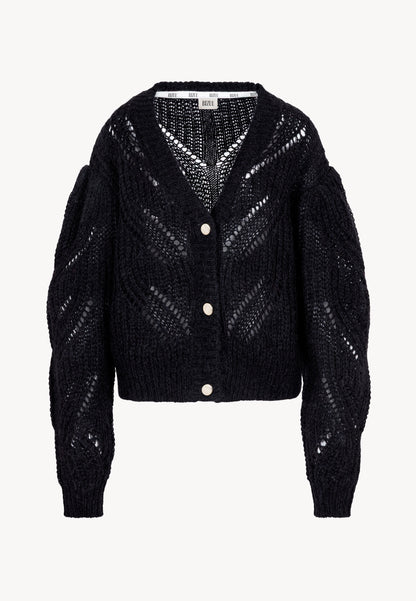 Czarny kardigan z logowanymi guzikami CLARA