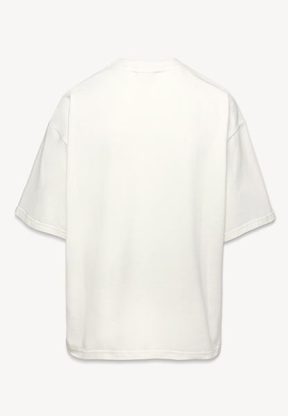 Kremowy t-shirt z grafiką COURT