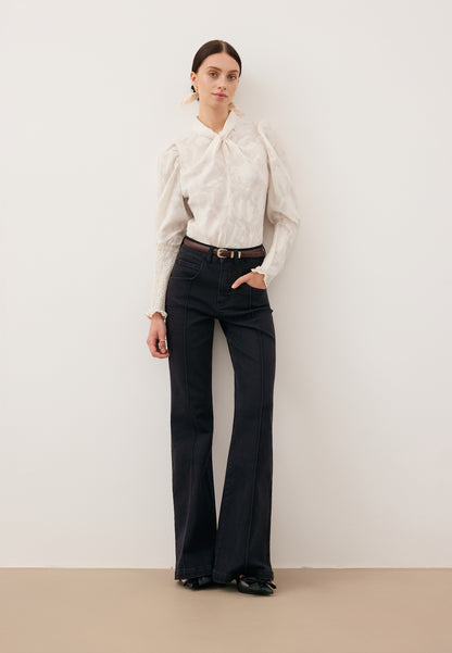 Spodnie jeansowe flare BELINNA czarne