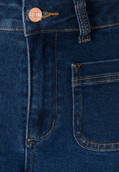 Granatowe spodnie jeansowe dzwony DELPHI