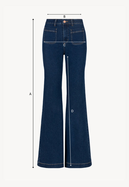 Granatowe spodnie jeansowe dzwony DELPHI