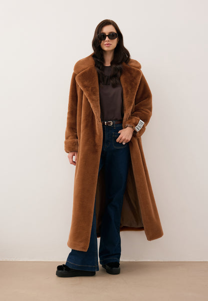 Futrzany płaszcz maxi DOLOMITES pomarańczowy