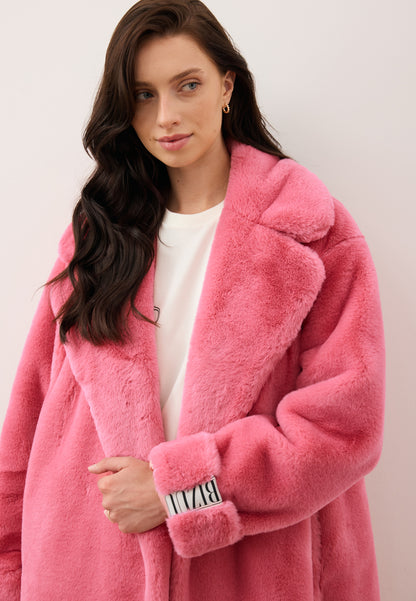 Futrzany płaszcz maxi DOLOMITES różowy