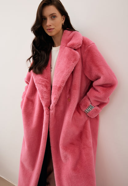 Futrzany płaszcz maxi DOLOMITES różowy