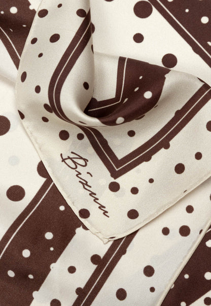 Beżowa jedwabna apaszka w kropki DOTTI