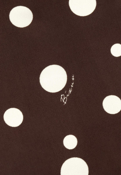 Brązowa jedwabna apaszka w kropki DOTTI