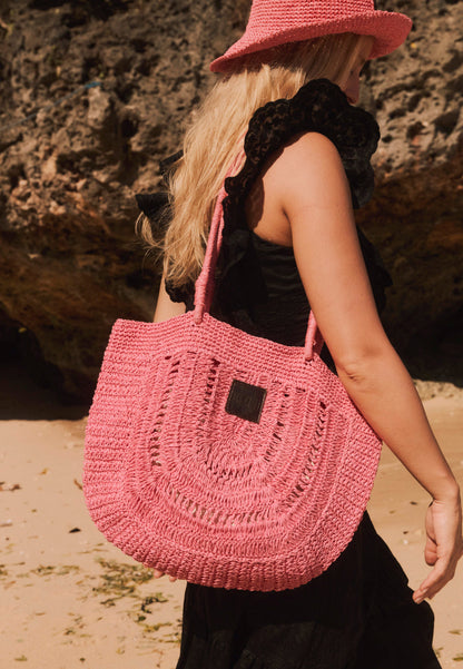 Pleciona torba shopper RAFI różowa