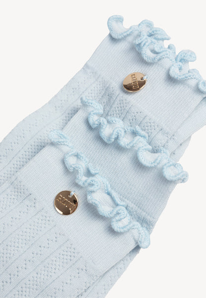 Dwupak ażurowych skarpetek z falbaną EVERETTE błękitne