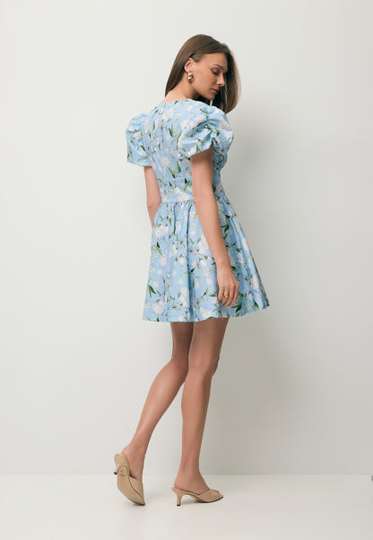 Błękitna sukienka mini z bawełny EVIANNE