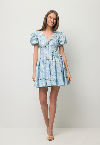 Błękitna sukienka mini z bawełny EVIANNE