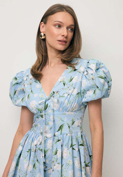 Błękitna sukienka mini z bawełny EVIANNE