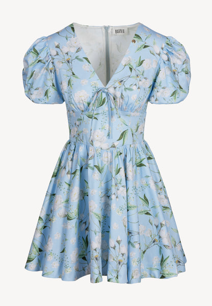 Błękitna sukienka mini z bawełny EVIANNE