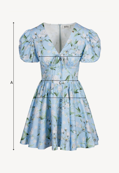 Błękitna sukienka mini z bawełny EVIANNE