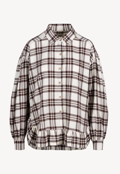 Koszula w beżową kratę FALBI