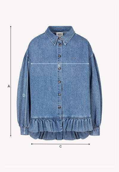 Jeansowa koszula z ozdobną falbaną FALBI