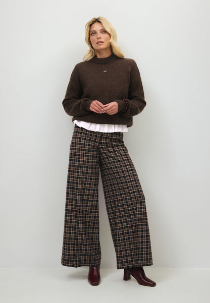 Brązowy sweter oversize z wełną FAROA