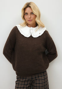 Brązowy sweter oversize z wełną FAROA