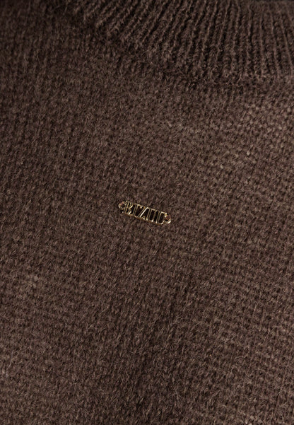 Brązowy sweter oversize z wełną FAROA