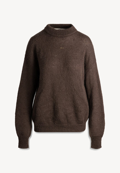 Brązowy sweter oversize z wełną FAROA