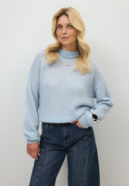 Błękitny sweter oversize z wełną FAROA