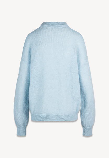 Błękitny sweter oversize z wełną FAROA