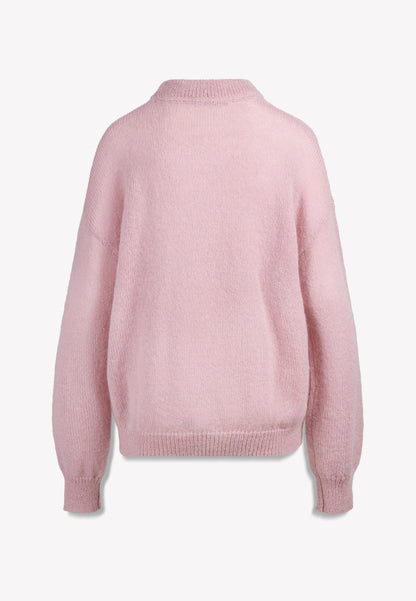 Różowy sweter oversize z wełną FAROA