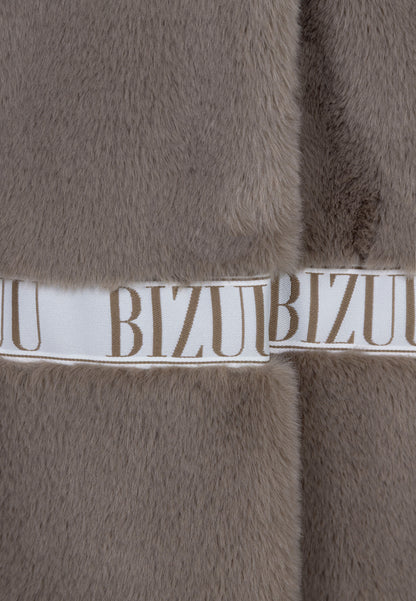 Futro damskie z logowanymi lampasami FLORENCE taupe