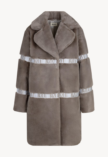 Futro damskie z logowanymi lampasami FLORENCE taupe